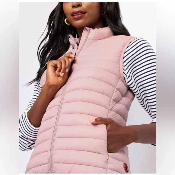 ⚡️NWT Save The Duck Plumtech Womens Blush Pink Puffer Jacket Vest Size 1 Small - Picture 4 of 16